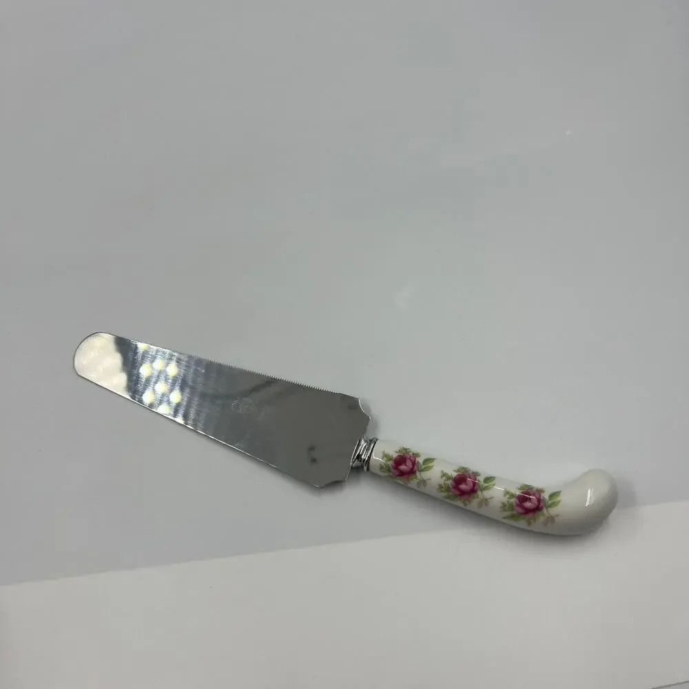 Vintage‎ Sheffield Prill Stainless Cake Serving Knife Rose England Decorative